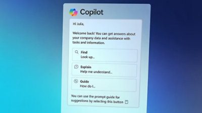 A screenshot of a computer screen displaying a Copilot interface with assistance prompts and text.