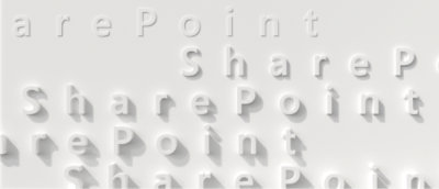 A white background with the word SharePoint in mixed fonts.