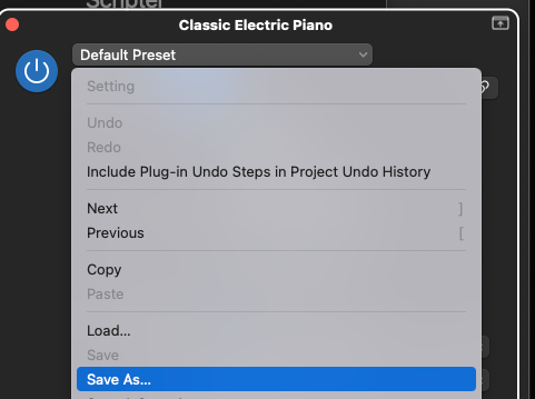 Save As Preset