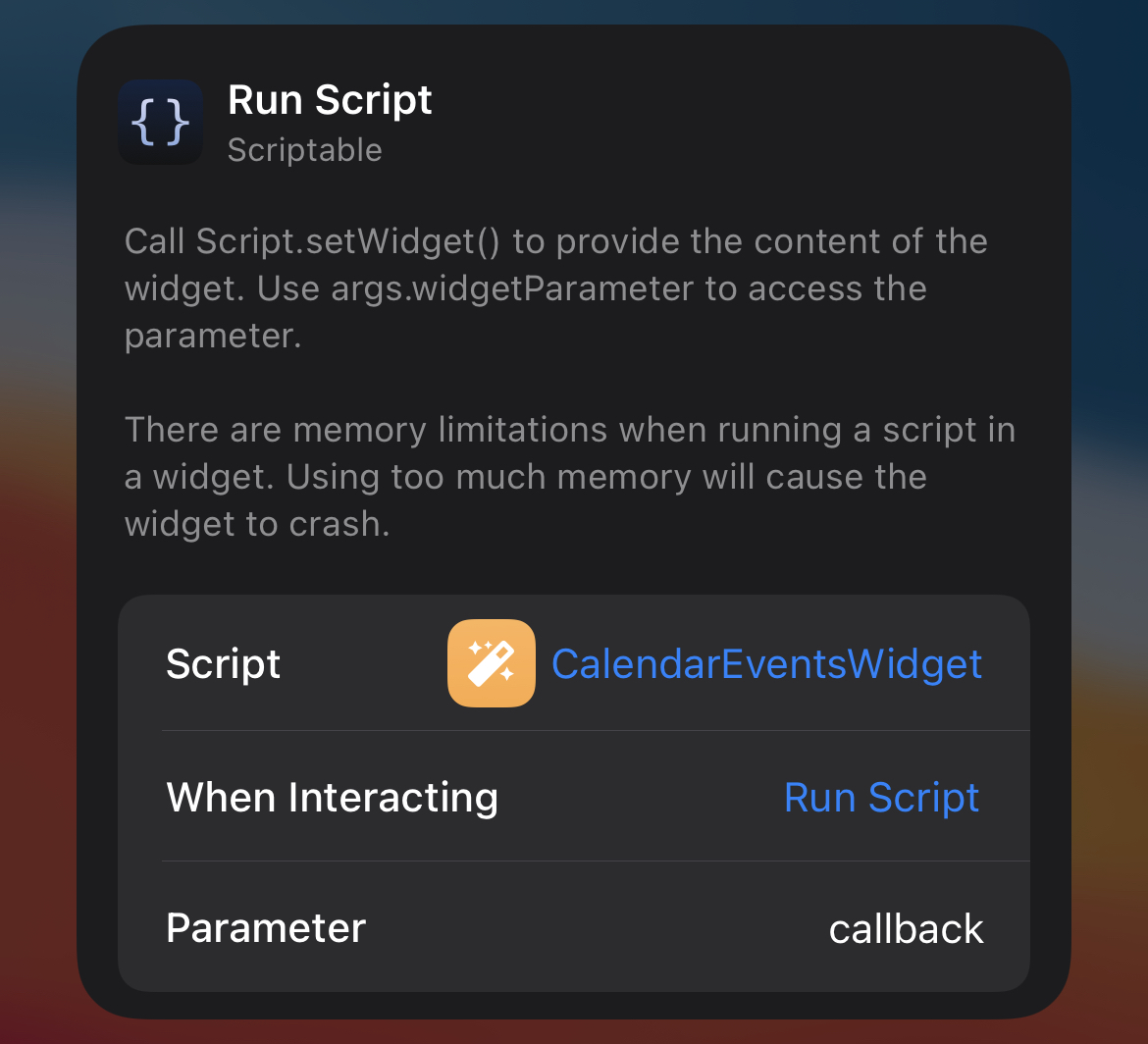 CalendarEventsWidgetSetup