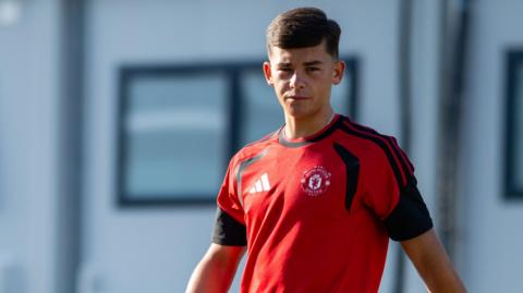 Manchester United forward Shea Lacey in training kit