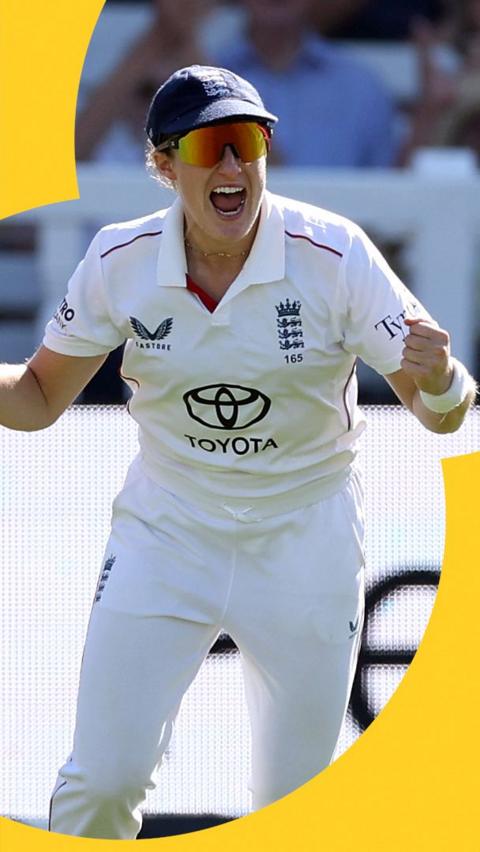 Emma Lamb after taking the catch