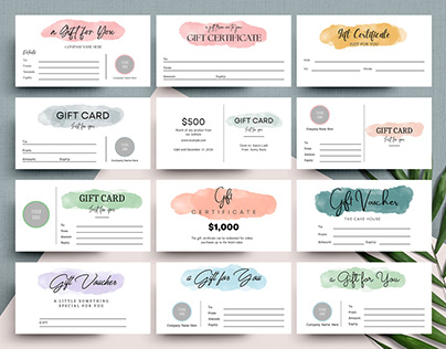 12 Editable Watercolor Gift Certificate Template