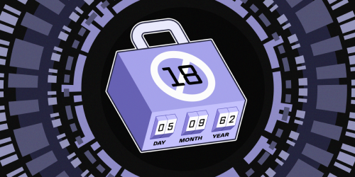 Age Verification Banner Purple padlock with an 18+ only symbol and a combination lock requiring DOB