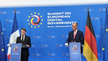 Friedrich Merz (r.) und Emmanuel Macron verbreiteten Aufbruchsstimmung in Berlin. (Bild: Friedhelm Greis/Golem) (Friedhelm Greis/Golem)