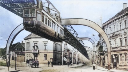 Die Schwebebahn ist ein Wahrzeichen von Wuppertal. (Bild: Public Domain / Montage: Golem.de) (Public Domain / Montage: Golem.de)