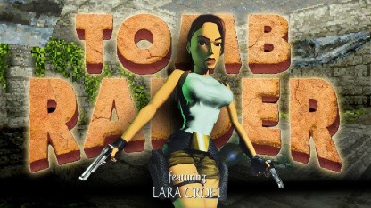 Lara Croft, wie sie auf dem Cover des ersten Tomb Raider aussah. (Bild: Eidos / Montage: Golem) (Eidos / Montage: Golem)