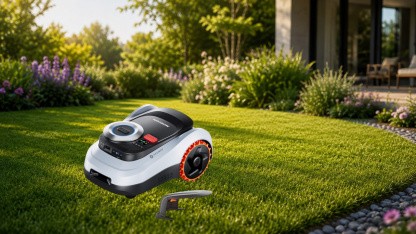M&auml;hroboter Segway Navimow i208 mit Garage (Bild: amazon.de/segway/golem, erstellt mit ChatGPT) (amazon.de/segway/golem, erstellt mit ChatGPT)
