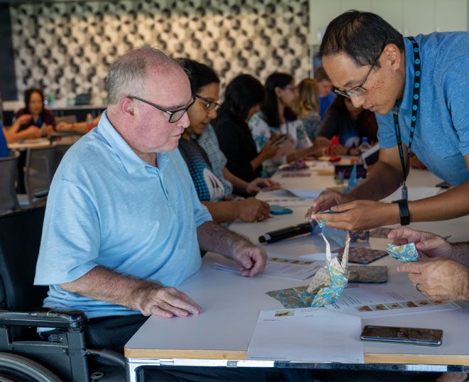 Motorola employees working together